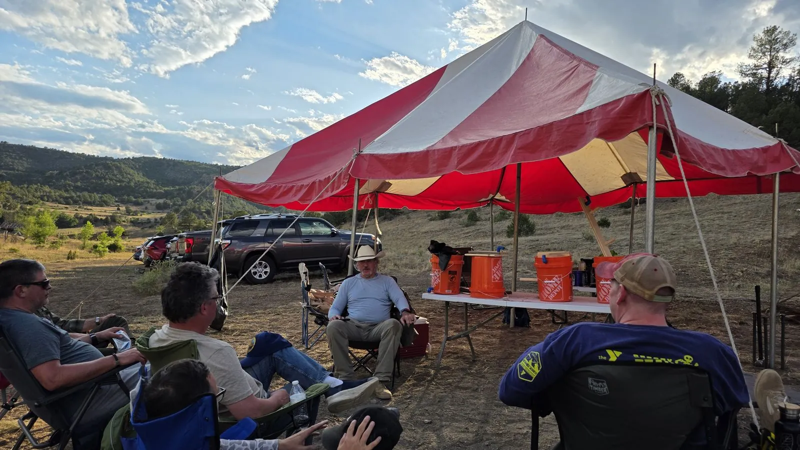 Evening under the tent at M-5 Ranch