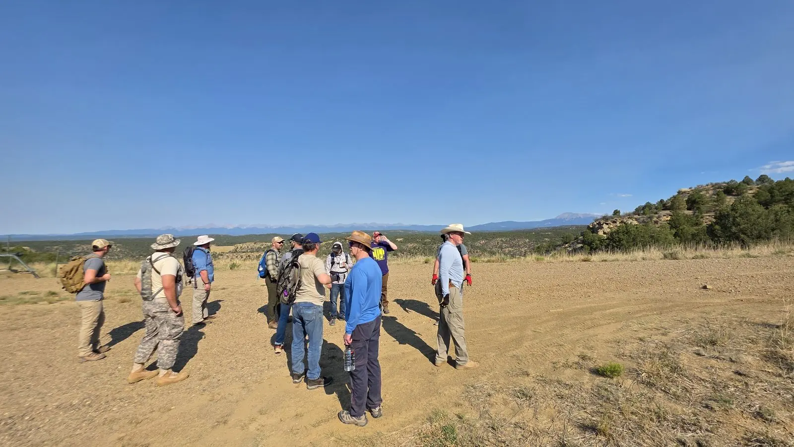 The group regrouping in the field