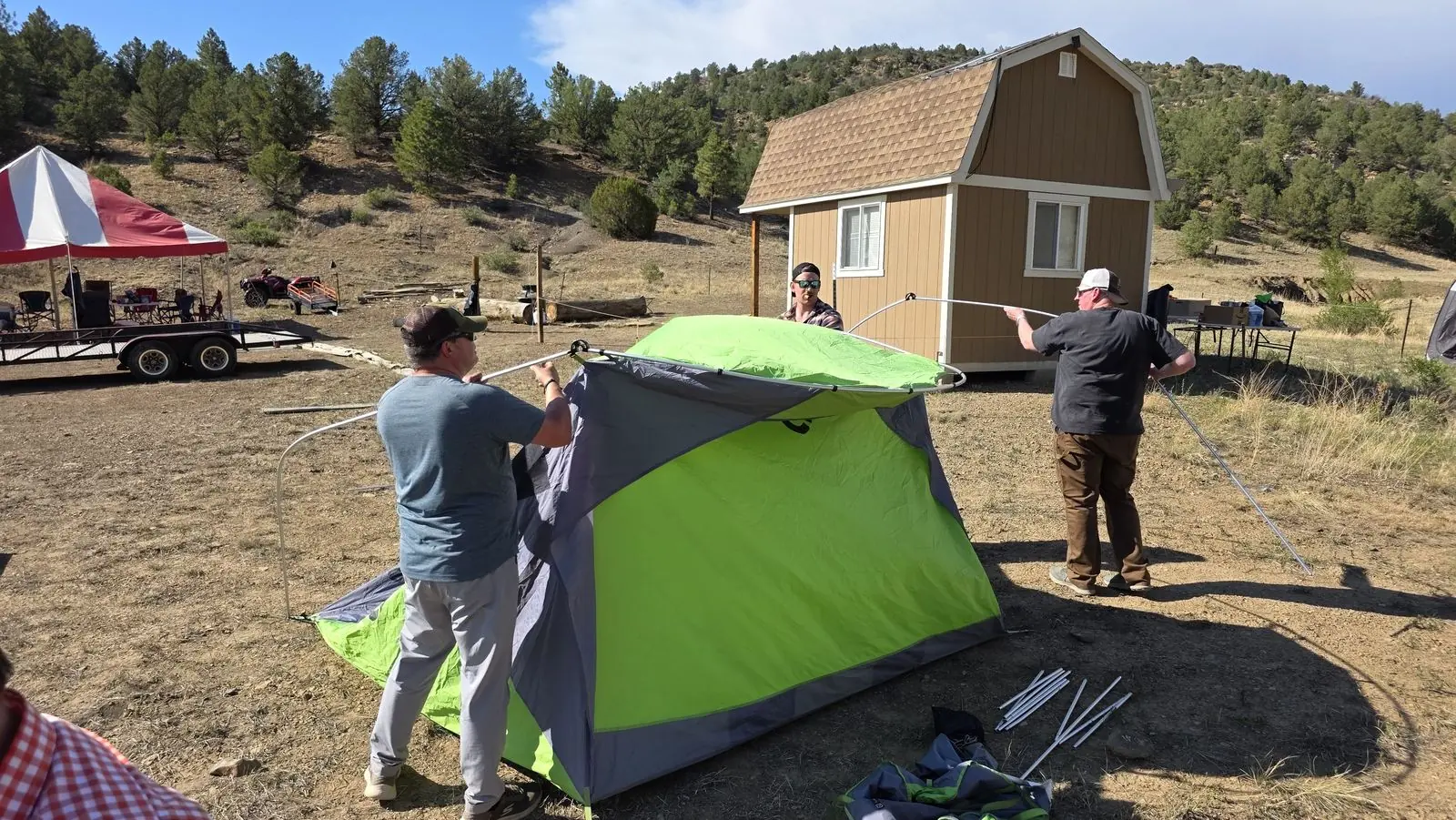 Setting up camp on day one