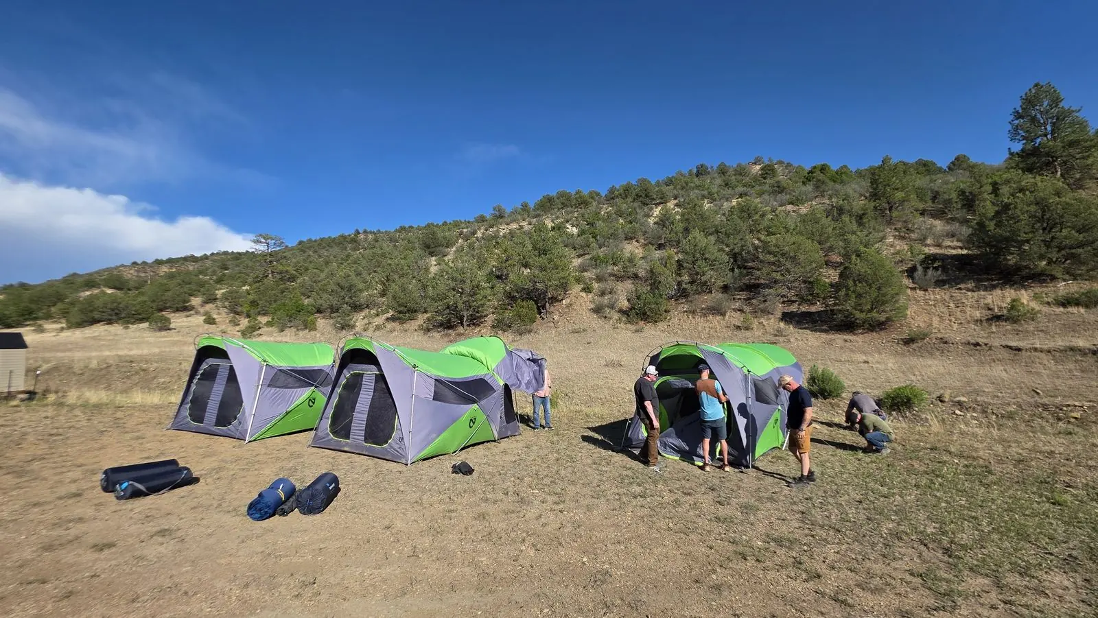 Camp set up in the valley
